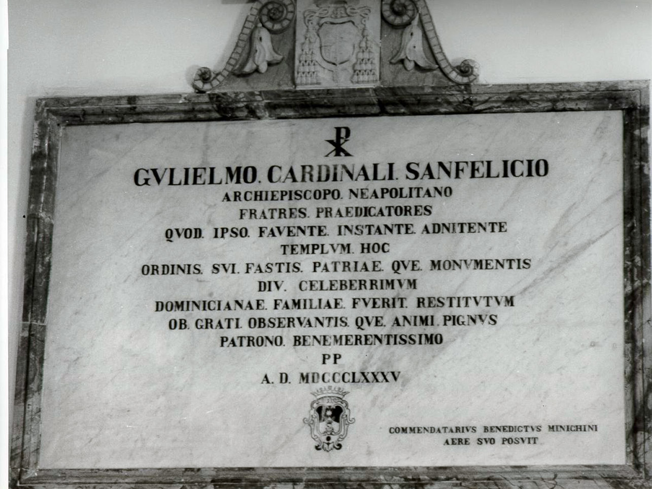 LAPIDE COMMEMORATIVA - ambito napoletano (ULTIMO QUARTO sec. XIX)