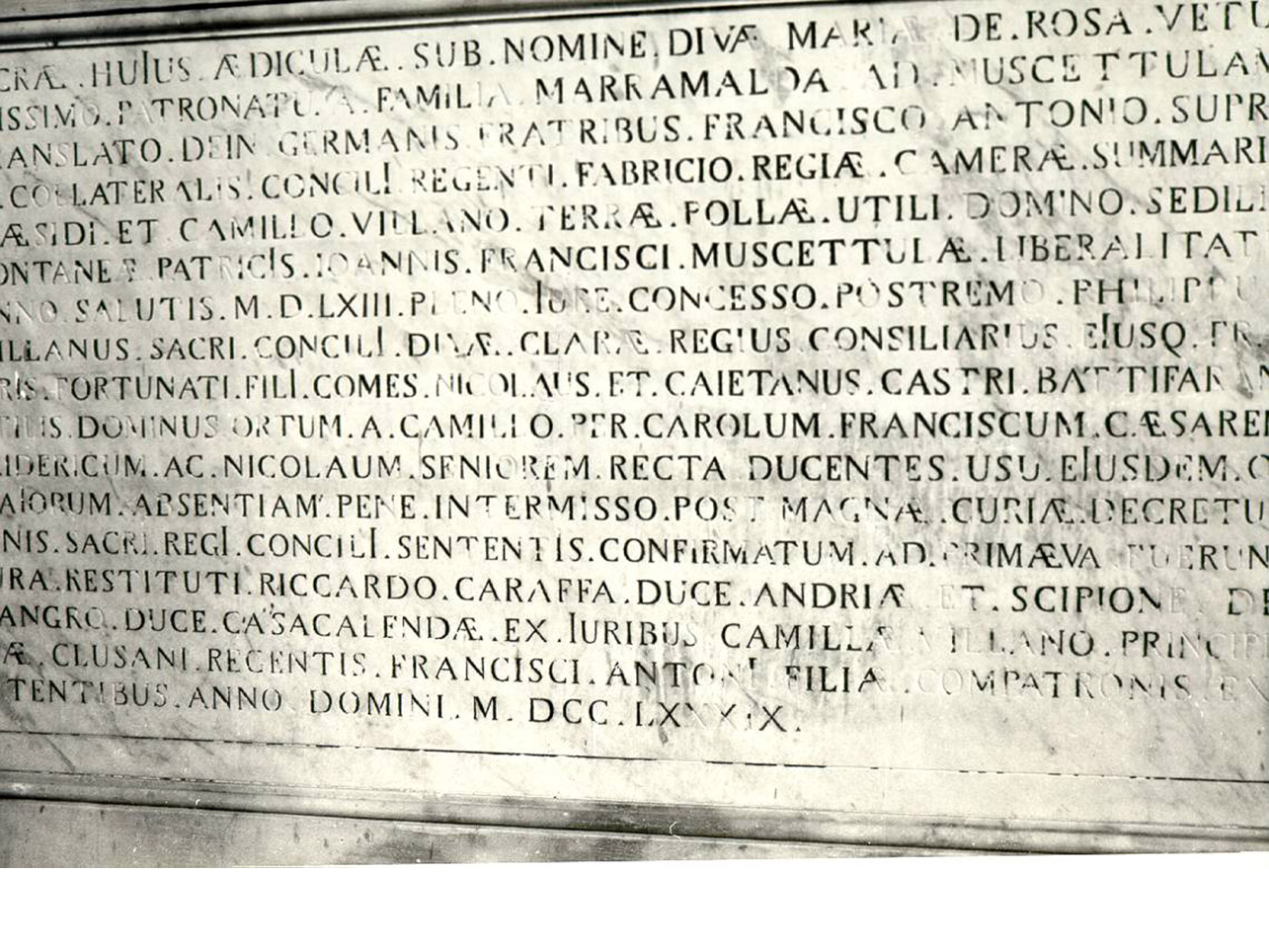 LAPIDE COMMEMORATIVA - ambito napoletano (ULTIMO QUARTO sec. XVIII)