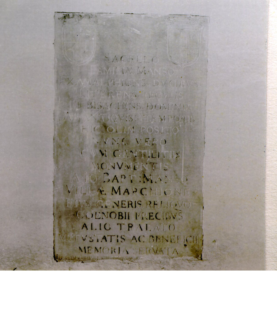 LAPIDE COMMEMORATIVA - ambito napoletano (Metà sec. XVII)
