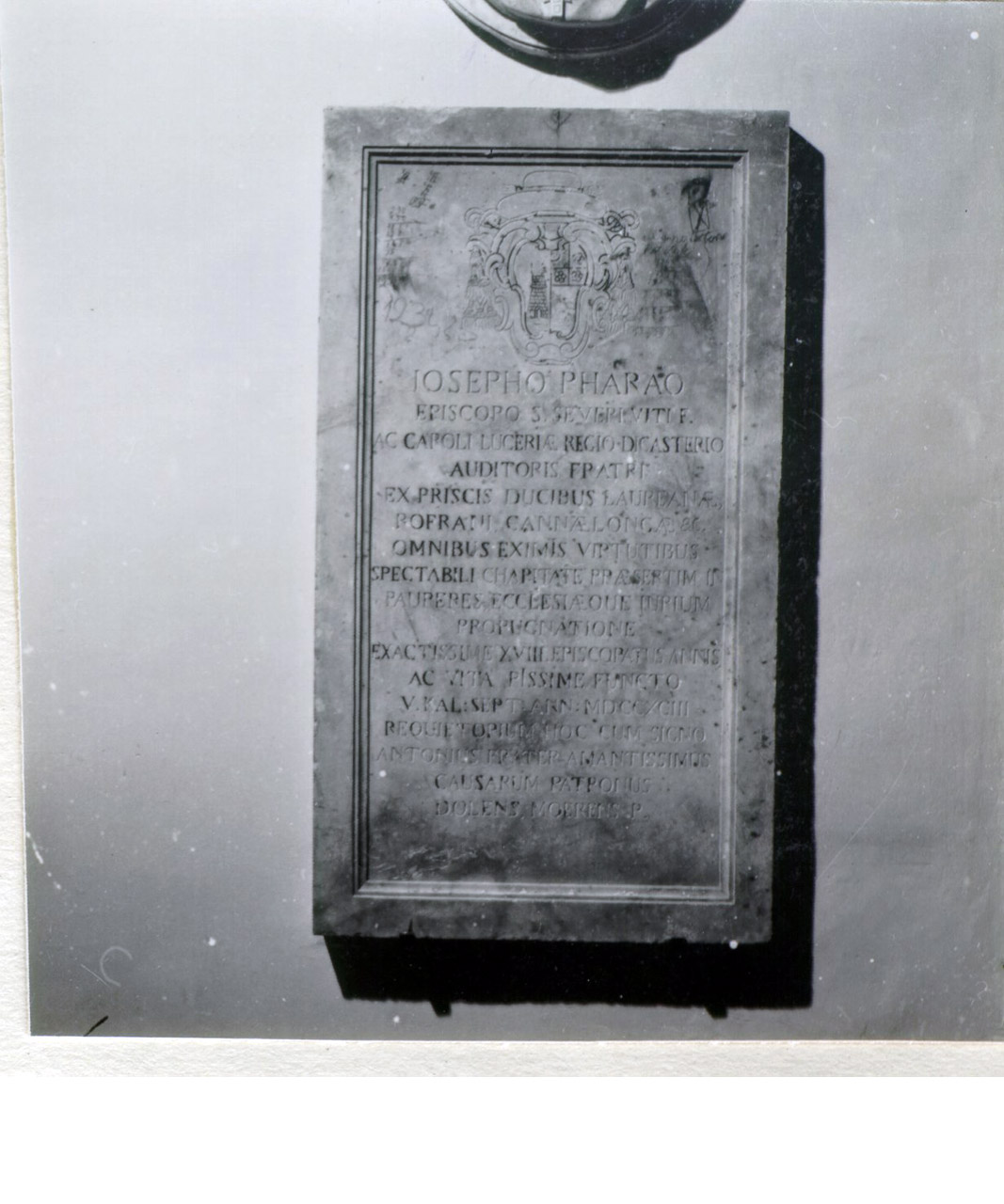 LAPIDE COMMEMORATIVA - ambito napoletano (FINE sec. XVIII)