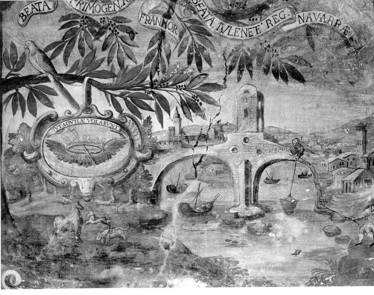 albero dell'ordine francescano e paesaggio (dipinto, elemento d'insieme) di Rodriguez Luigi (sec. XVII)