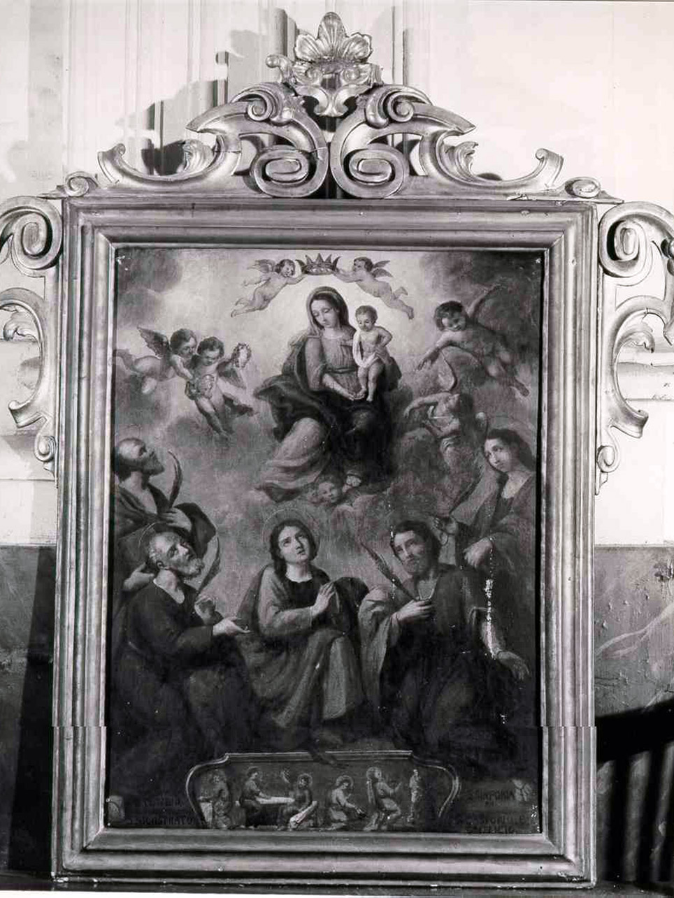 MADONNA CON BAMBINO E SANTI (DIPINTO) - AMBITO NAPOLETANO (INIZIO sec. XIX)