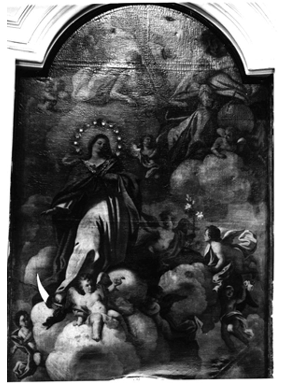 IMMACOLATA CONCEZIONE E ANGELI (DIPINTO) - AMBITO NAPOLETANO (Metà sec. XVIII)
