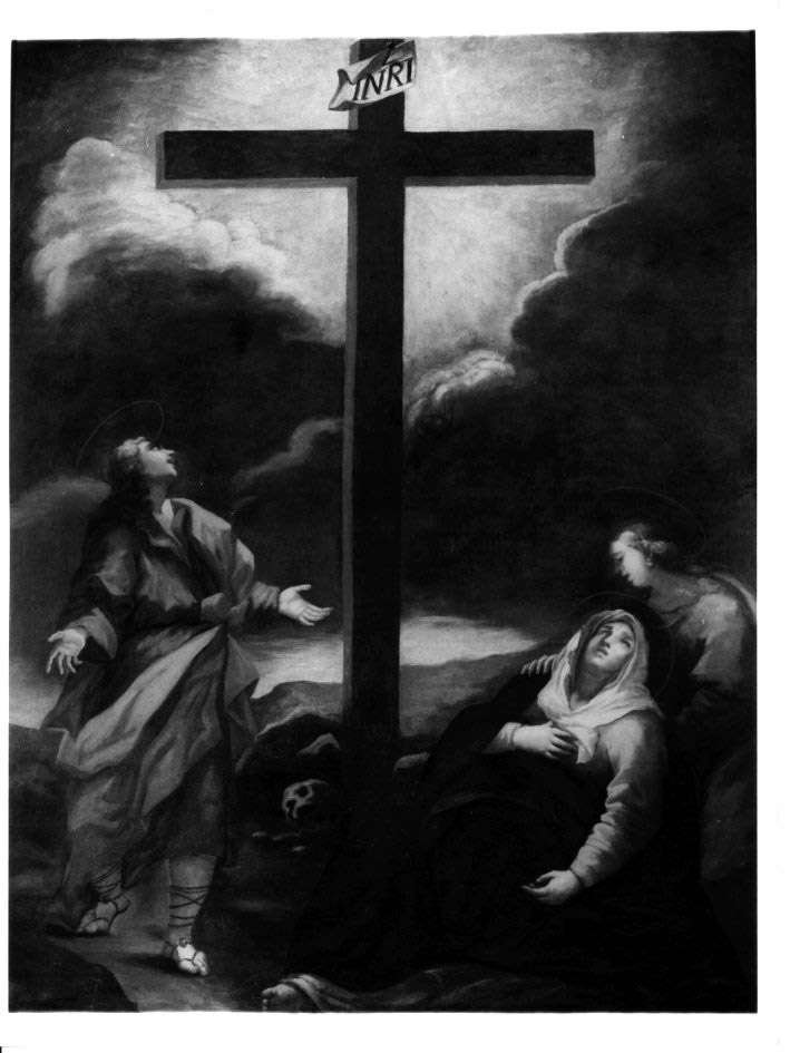 Madonna, Santa Maria Maddalena e San Giovanni ai piedi della Croce (dipinto) di Sarnelli Antonio (seconda metà sec. XVIII)