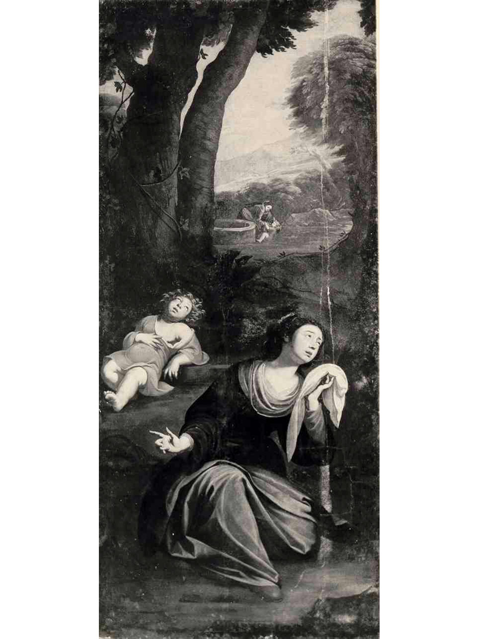 Agar e Ismaele nel deserto confortati dall'angelo (dipinto, elemento d'insieme) di Marullo Giuseppe (sec. XVII)