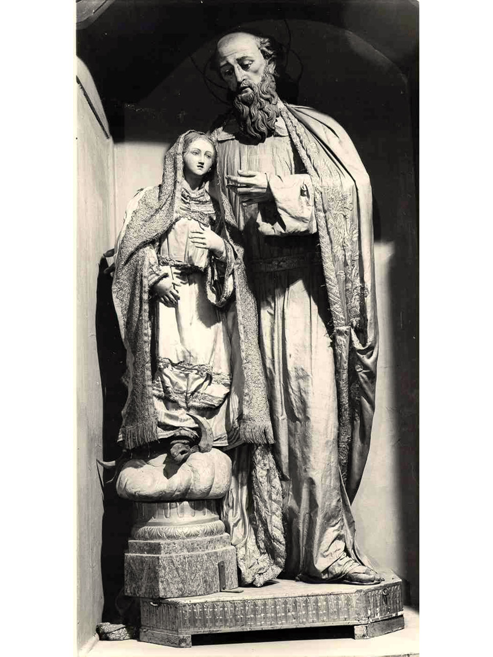 SAN GIOACCHINO E LA VERGINE BAMBINA (GRUPPO SCULTOREO) - AMBITO NAPOLETANO (Prima metà sec. XIX)