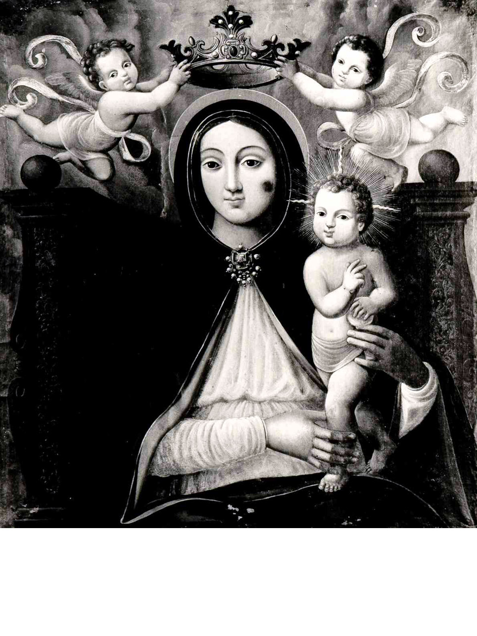 MADONNA DELL'ARCO, MADONNA CON BAMBINO IN TRONO (DIPINTO) - AMBITO NAPOLETANO (INIZIO sec. XIX)