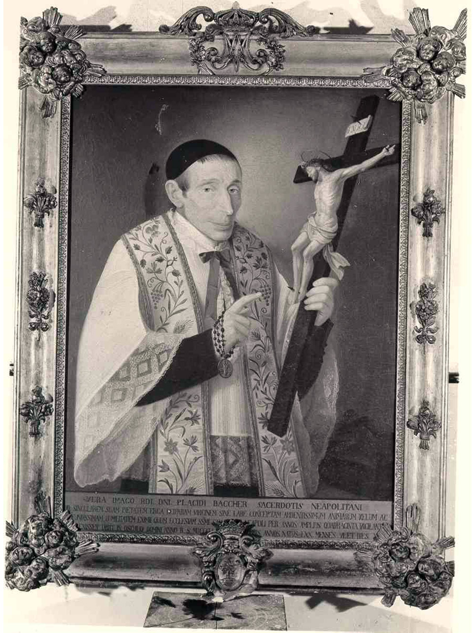 RITRATTO DEL SACERDOTE PLACIDO BACCHER (DIPINTO) - AMBITO NAPOLETANO (Metà sec. XIX)
