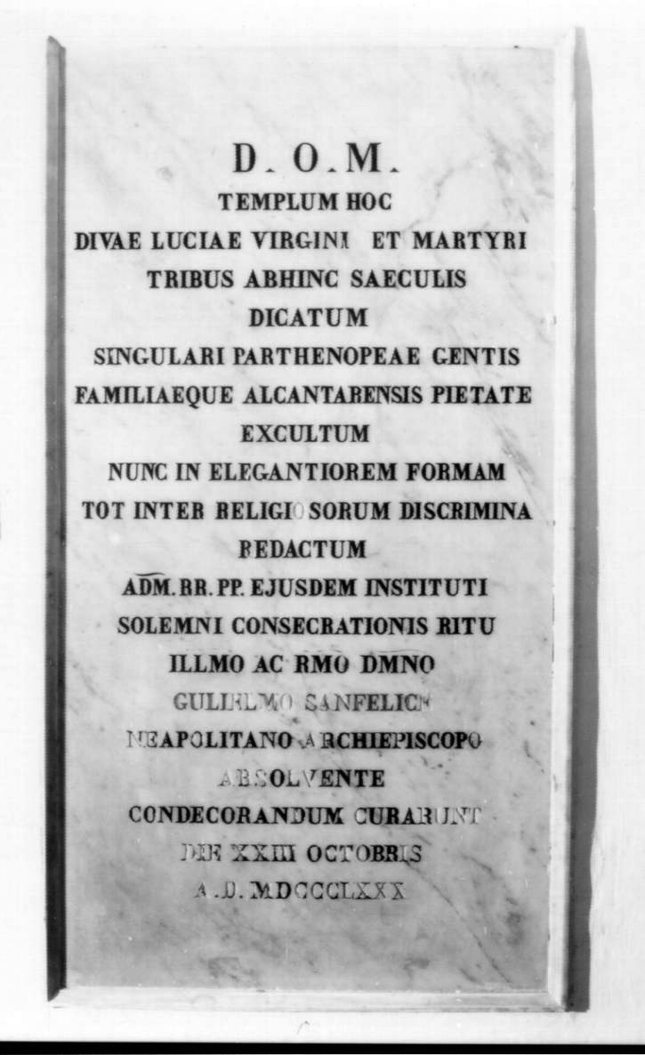 lapide celebrativa - bottega napoletana (sec. XIX)