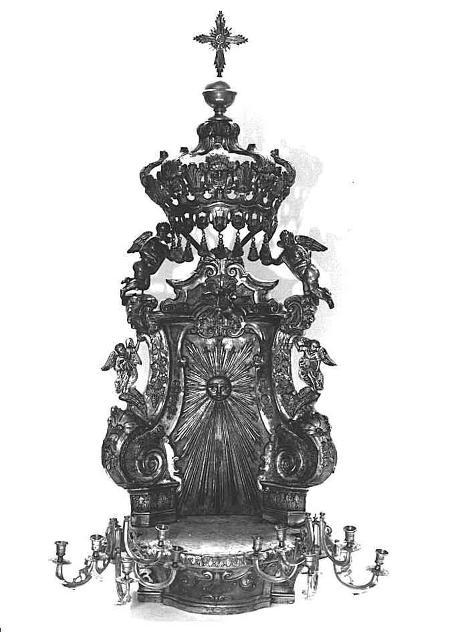 TRONETTO PER ESPOSIZIONE EUCARISTICA - bottega argentiera napoletana (Seconda metà sec. XVIII)