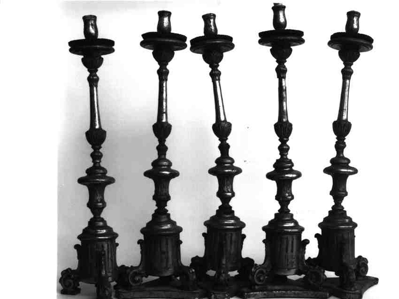 candeliere d'altare, serie - bottega napoletana (prima metà sec. XIX)