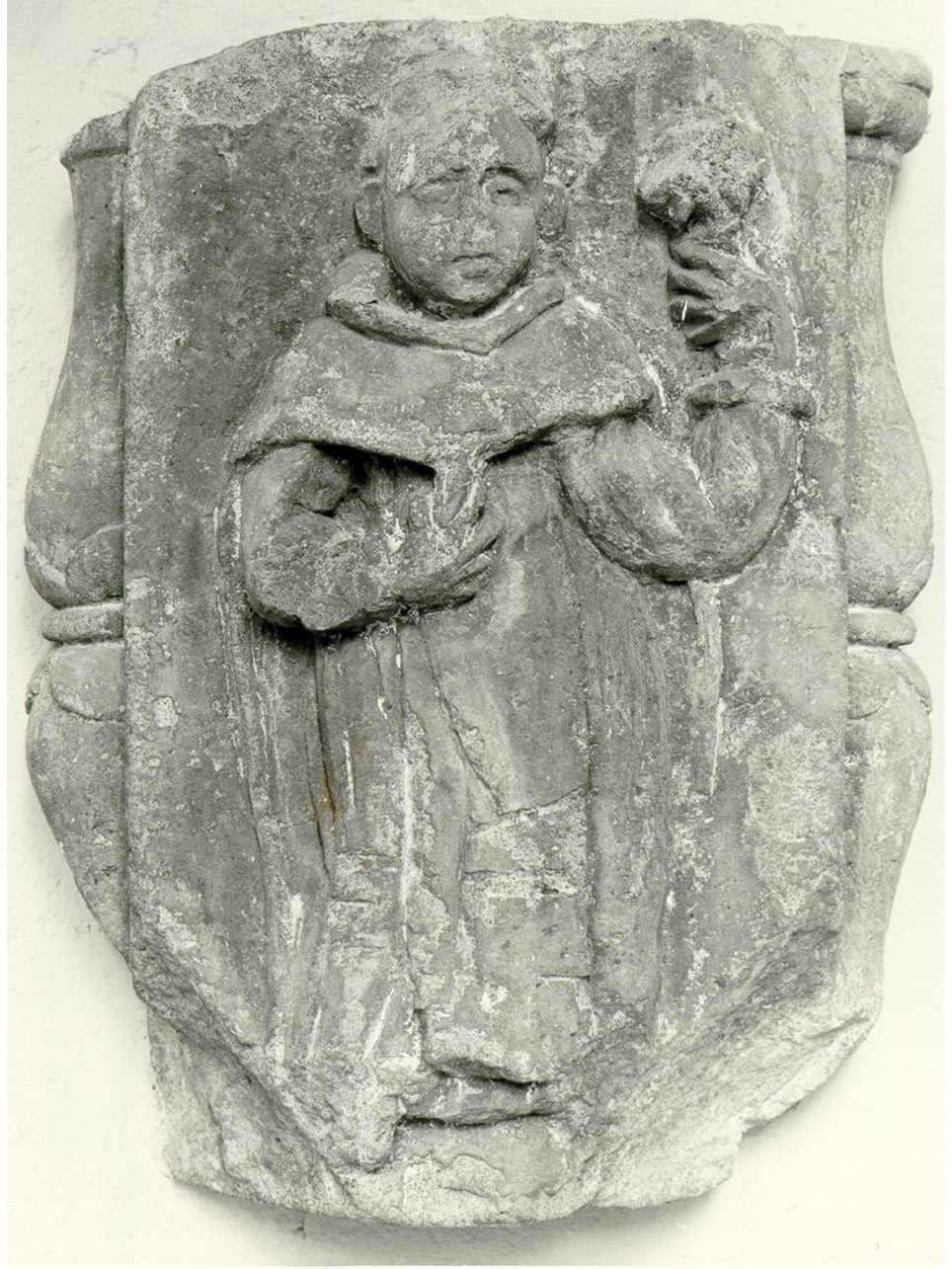 SANTO FRANCESCANO (RILIEVO, FRAMMENTO) - AMBITO NAPOLETANO (Metà sec. XIV)