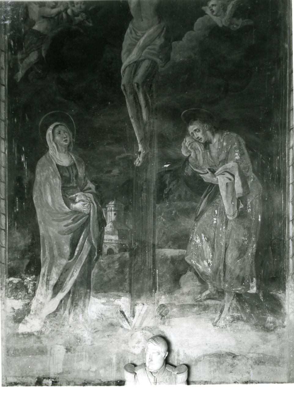 crocifissione di Cristo con Santa Maria Maddalena e San Giovanni Evangelista (dipinto) di Negrone Pietro detto Zingarello (cerchia) (secondo quarto sec. XVI)