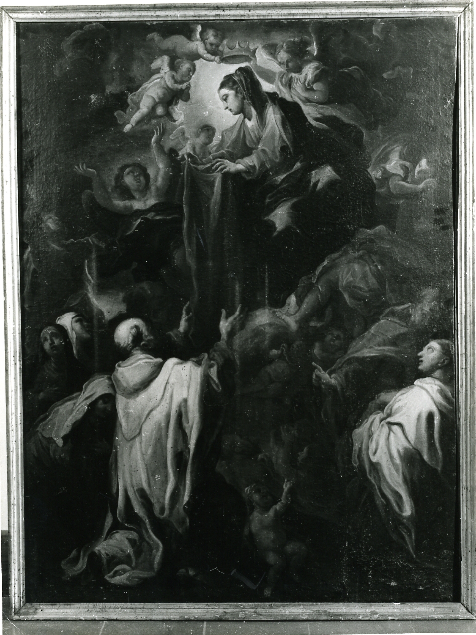 Madonna del Rosario con San Domenico e devoti (dipinto) di Fasano Tommaso (ultimo quarto sec. XVII)