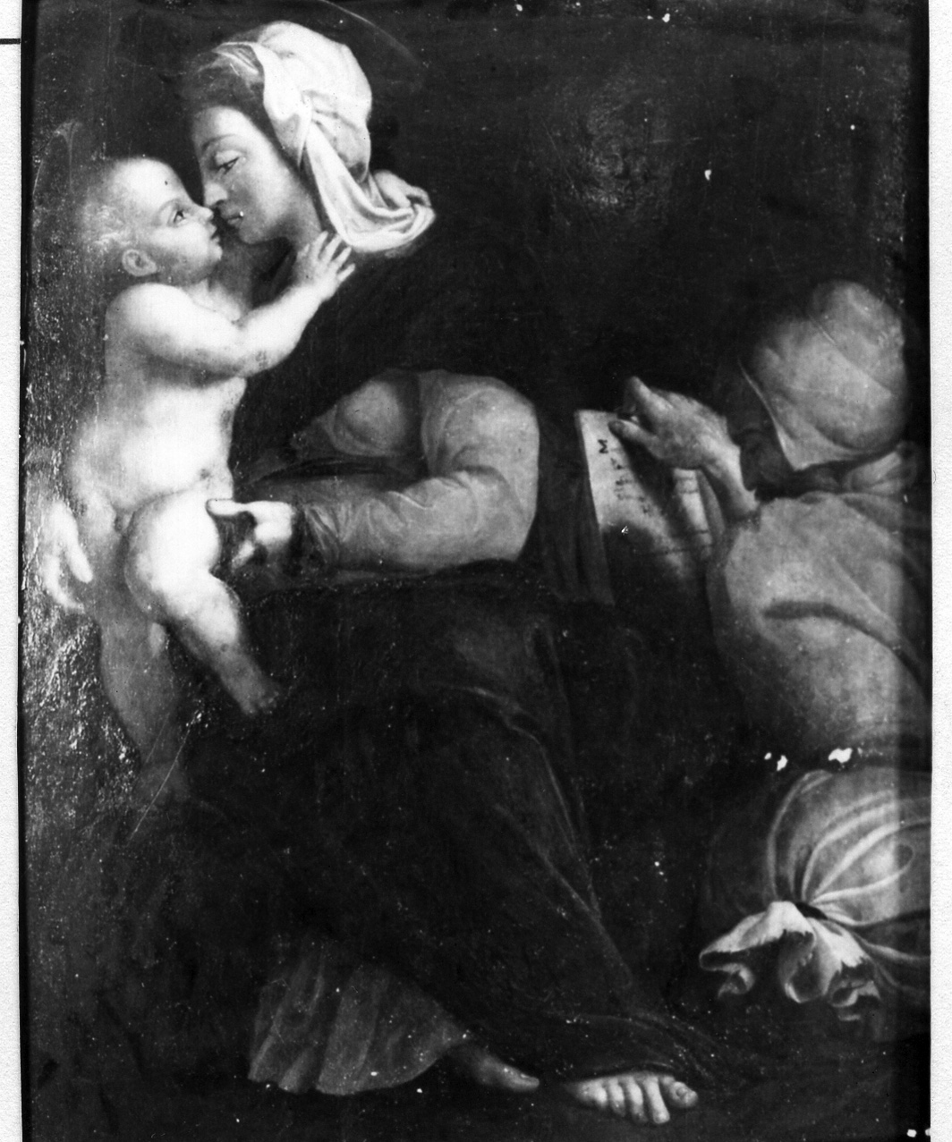 Sacra Famiglia (dipinto) di Sabatini Andrea detto Andrea da Salerno (bottega) (fine/inizio secc. XVI/ XVII)