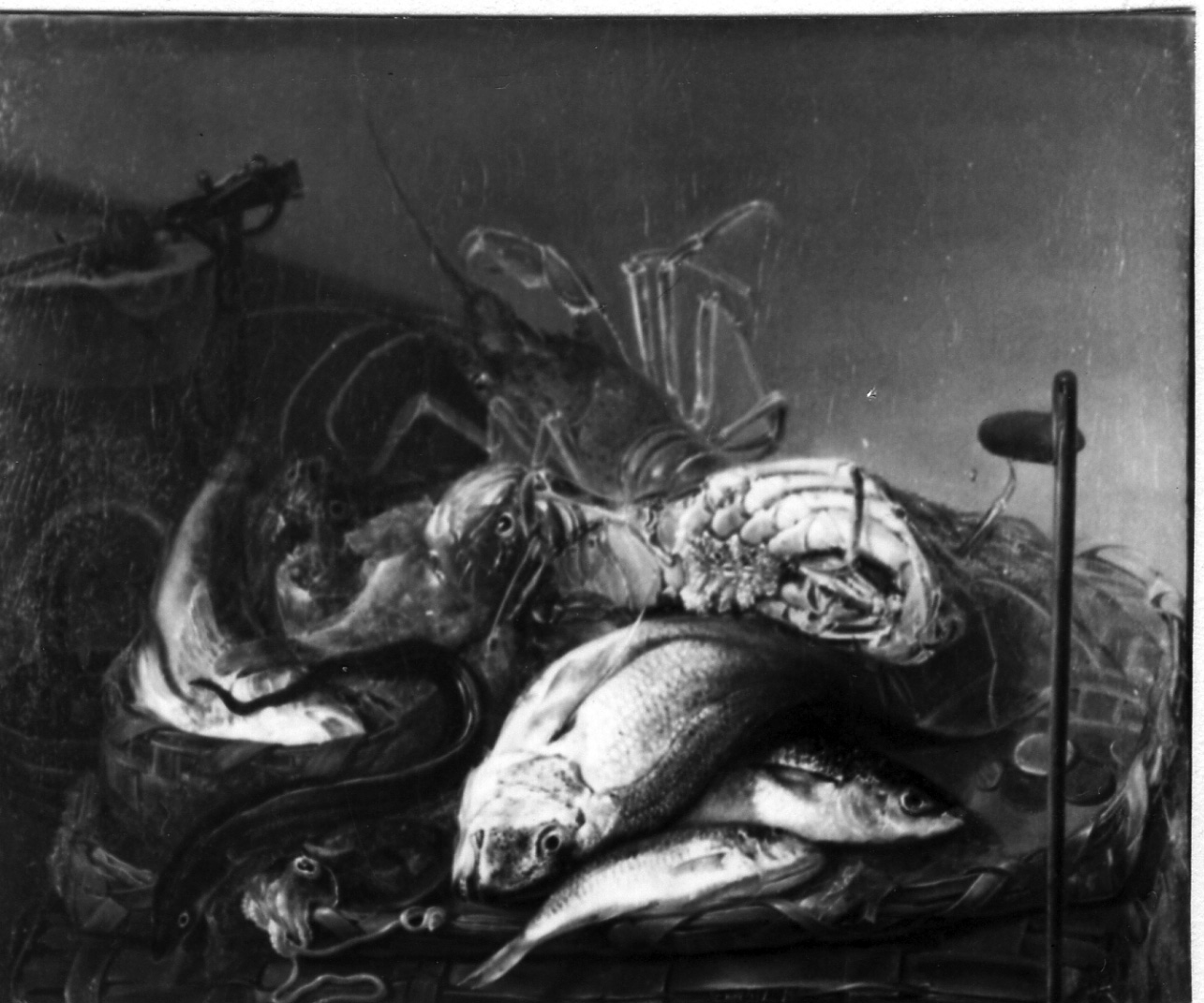 natura morta di pesci e crostacei (dipinto) di Guglielmi Gennaro (seconda metà sec. XIX)