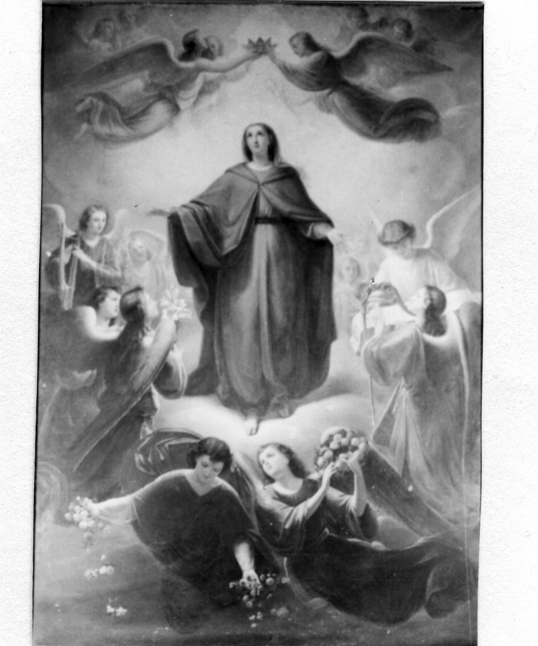 Inconorazione di Maria Vergine (dipinto) di Mazzia Angelo (terzo quarto sec. XIX)