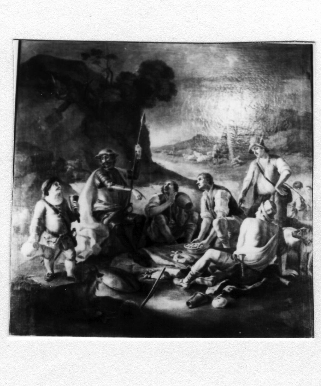 Don Chisciotte pranza con i pastori (dipinto) di Dominici Antonio (sec. XVIII)