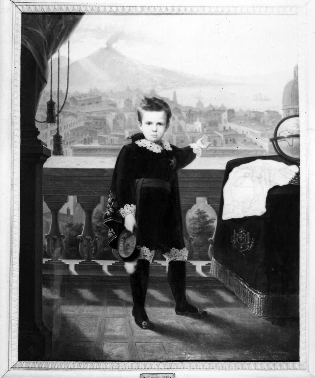 ritratto di Vittorio Emanuele III di Savoia bambino (dipinto) di Marchiane Enrico (sec. XIX)