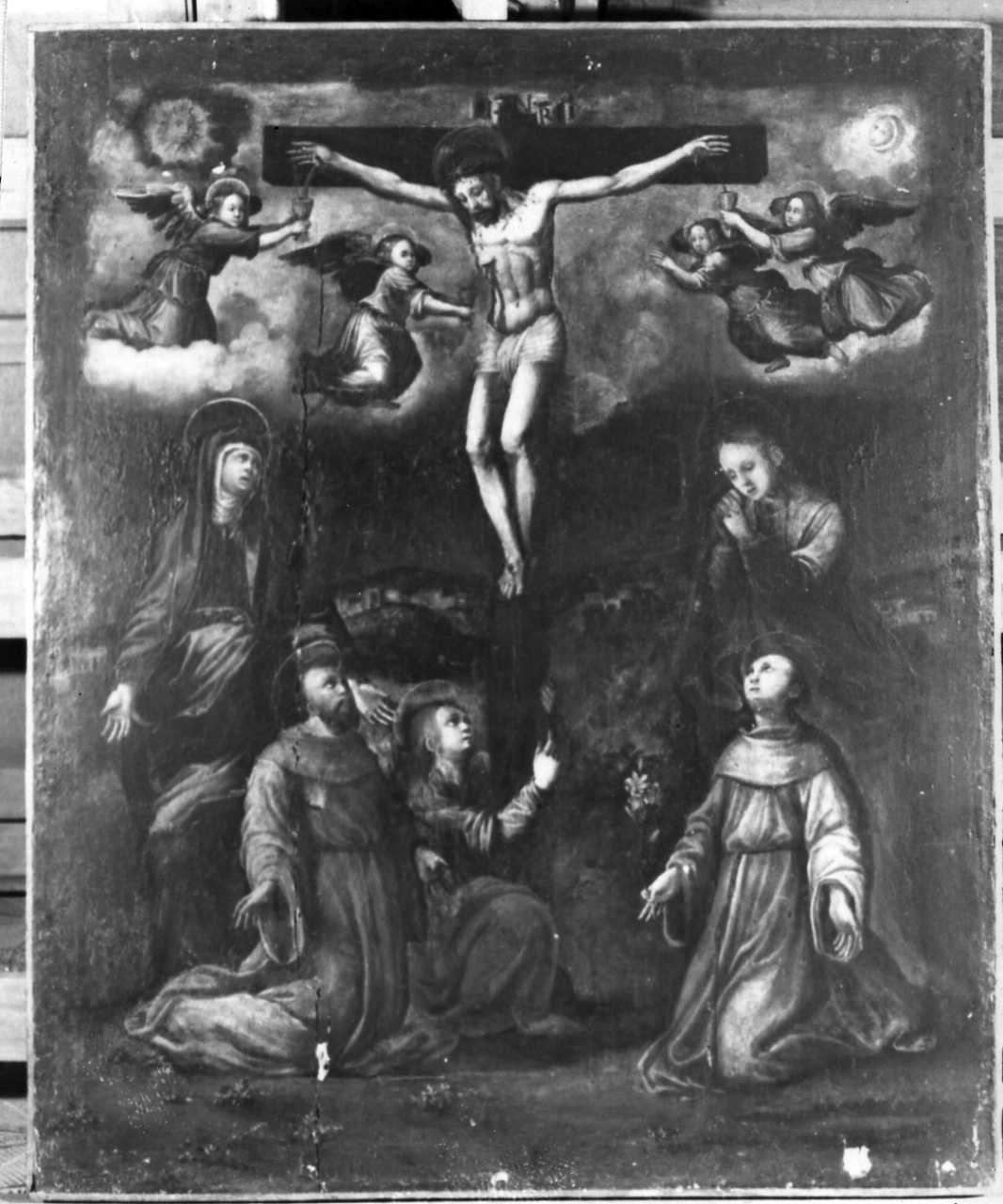 crocifissione di Cristo (dipinto) - ambito napoletano (metà sec. XVI)