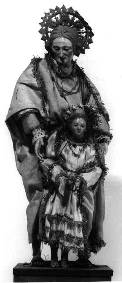 SANT'ANNA CON LA VERGINE BAMBINA (STATUETTA DEVOZIONALE) - AMBITO NAPOLETANO (Seconda metà sec. XIX)