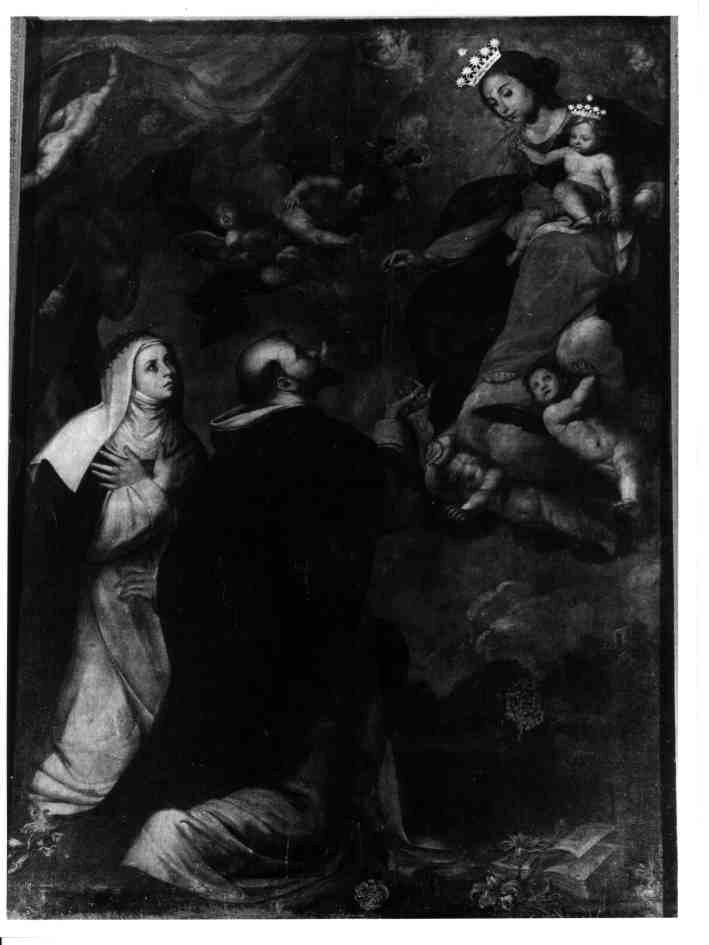MADONNA DEL ROSARIO E SANTI (DIPINTO) (SECONDO QUARTO sec. XVII)