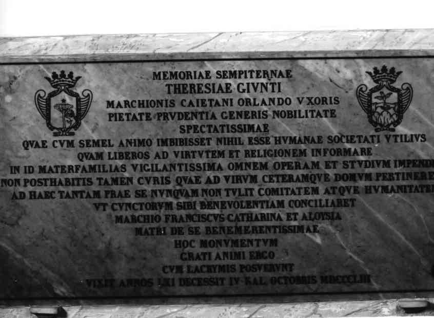 LAPIDE CELEBRATIVA - ambito napoletano (Metà sec. XIX)