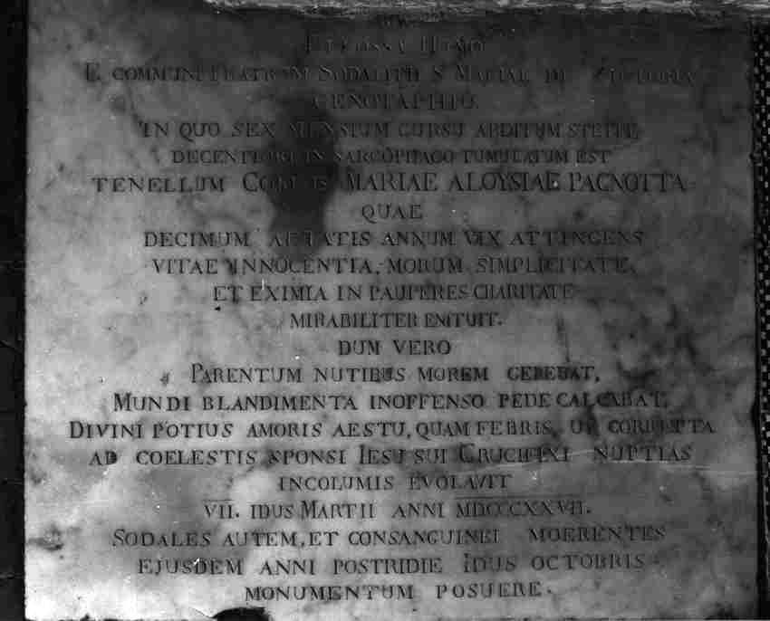 lapide - sepolcrale - ambito napoletano (SECONDO QUARTO sec. XIX)