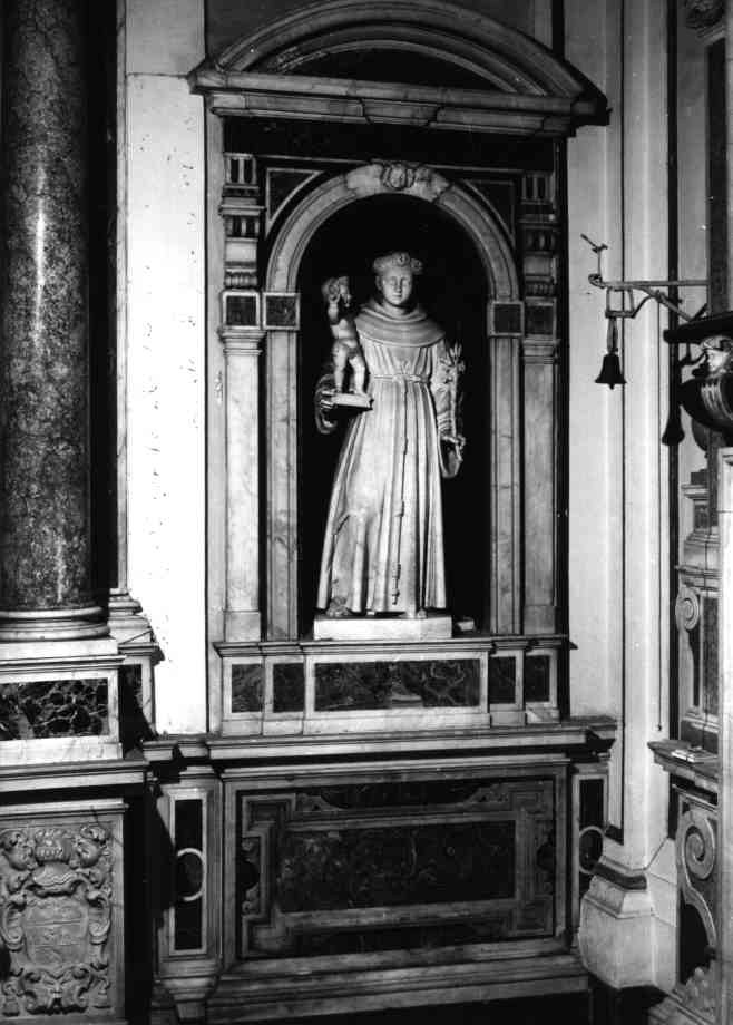 SANT'ANTONIO DI PADOVA CON IL BAMBINO GESU' (SCULTURA, ELEMENTO D'INSIEME) - AMBITO NAPOLETANO (Prima metà sec. XIX)