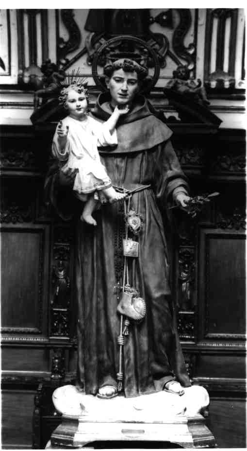 SANT'ANTONIO DI PADOVA CON IL BAMBINO GESU' (STATUA DEVOZIONALE) - manifattura napoletana (FINE sec. XIX)