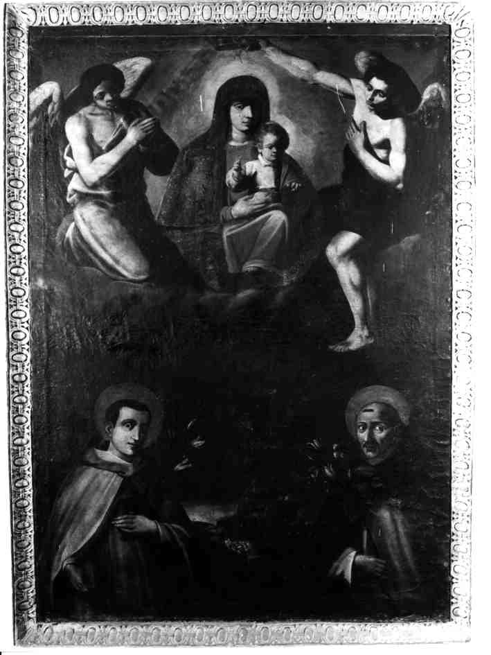MADONNA CON BAMBINO E SANTI (DIPINTO) - AMBITO NAPOLETANO (SECONDO QUARTO sec. XVII)