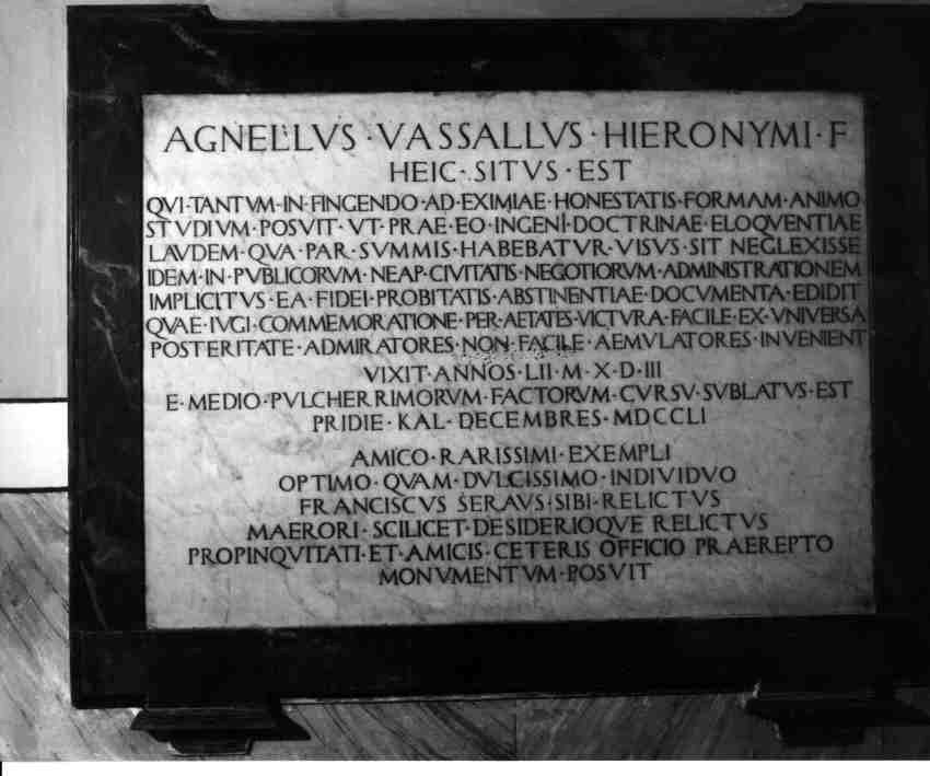 LAPIDE CELEBRATIVA - ambito napoletano (Metà sec. XVIII)