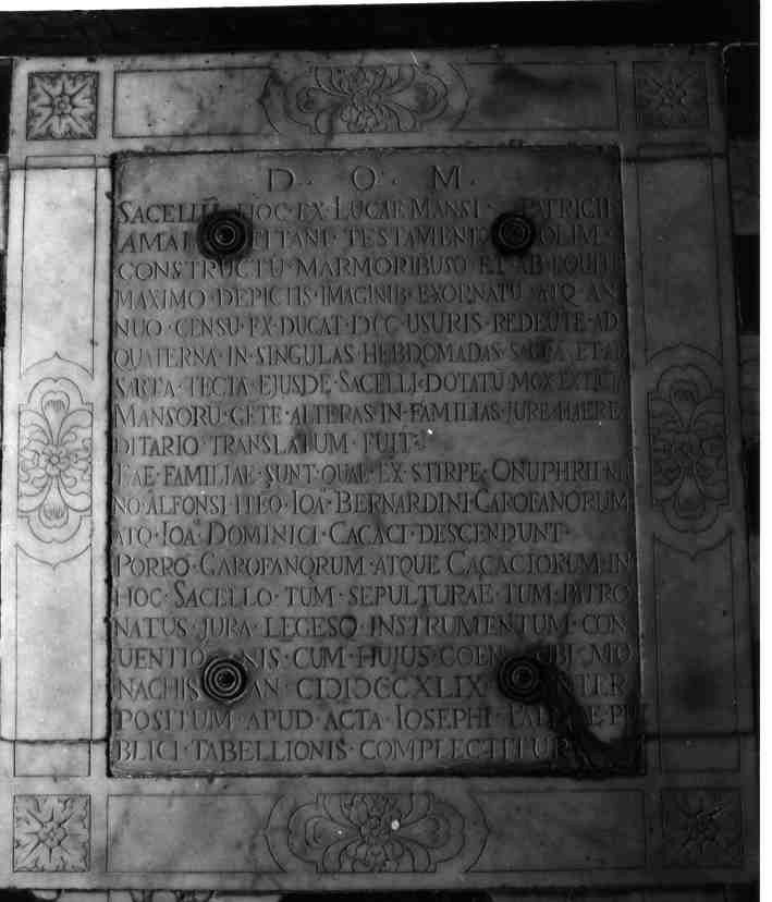 lapide - sepolcrale - ambito napoletano (Metà sec. XVIII)