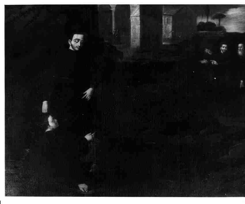 EPISODIO DELLA VITA DI SAN BENEDETTO (DIPINTO, ELEMENTO D'INSIEME) - AMBITO NAPOLETANO (Seconda metà sec. XVII)