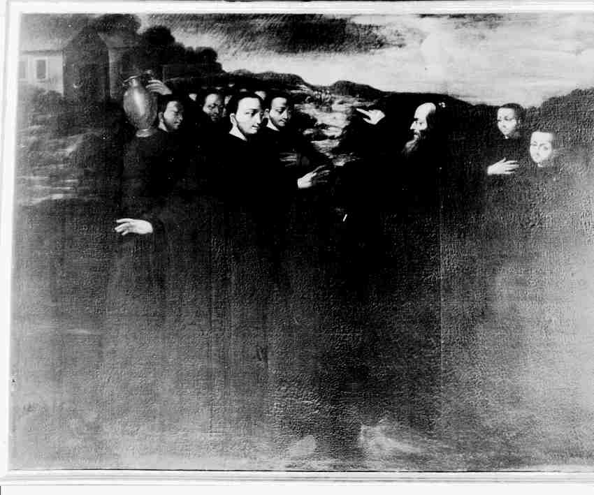 EPISODIO DELLA VITA DI SAN BENEDETTO (DIPINTO, ELEMENTO D'INSIEME) - AMBITO NAPOLETANO (Seconda metà sec. XVII)