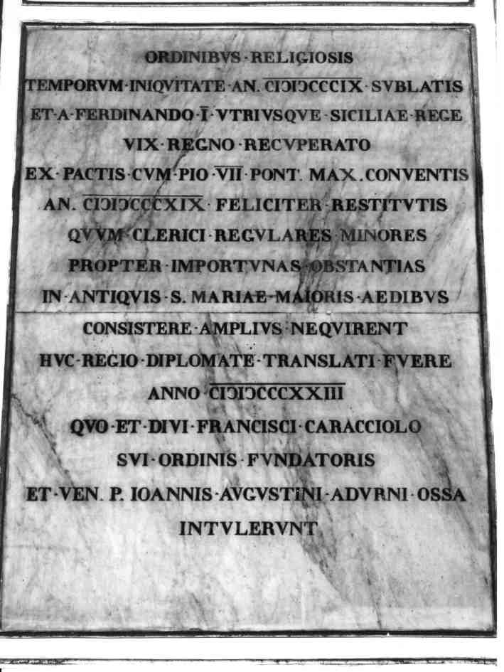 lapide - documentaria - ambito napoletano (PRIMO QUARTO sec. XIX)