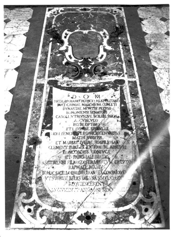 LAPIDE COMMEMORATIVA - ambito napoletano (TERZO QUARTO sec. XVIII)