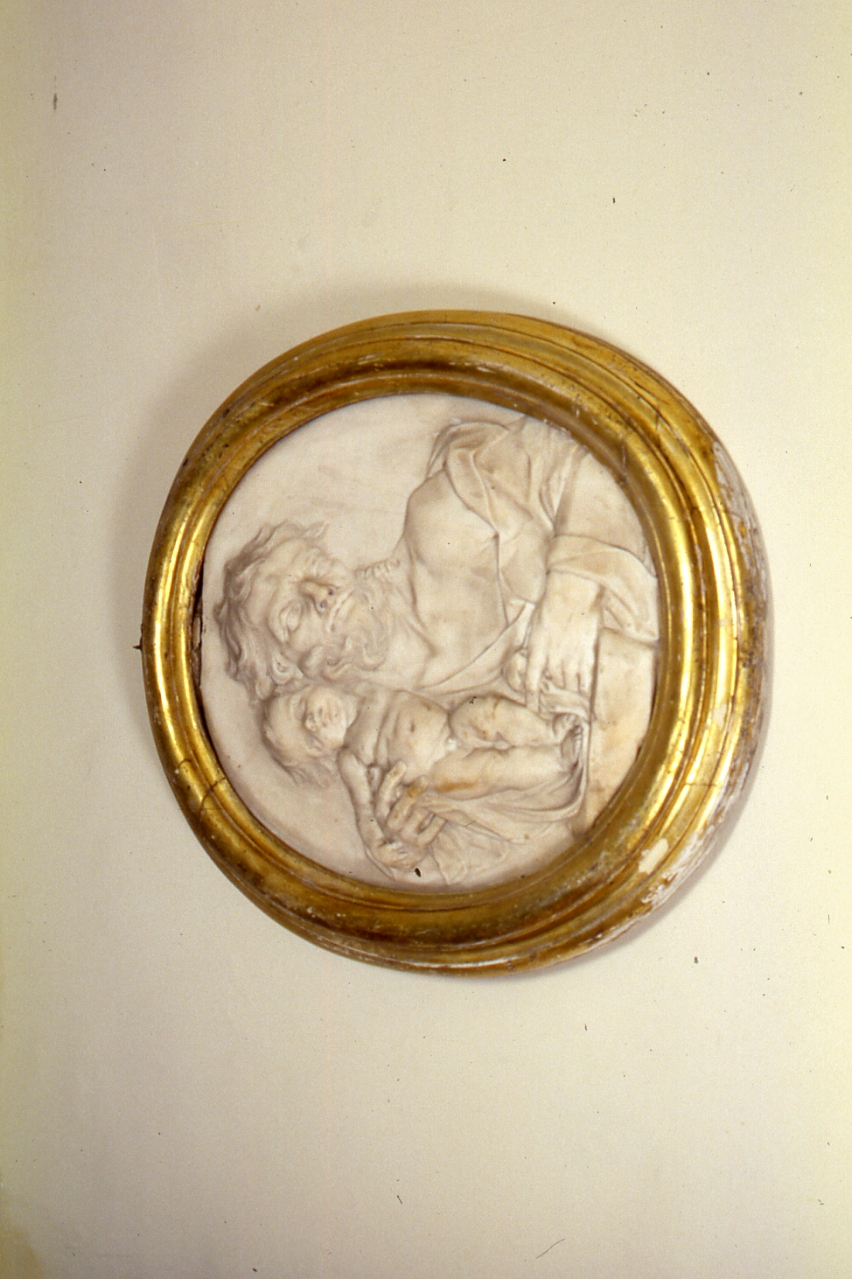 San Giuseppe e Gesù Bambino (rilievo) di Sammartino Giuseppe (maniera) (metà sec. XVIII)