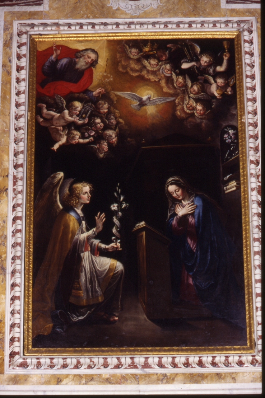 Annunciazione (pala d'altare) di Azzolino Giovanni Bernardino (sec. XVII)