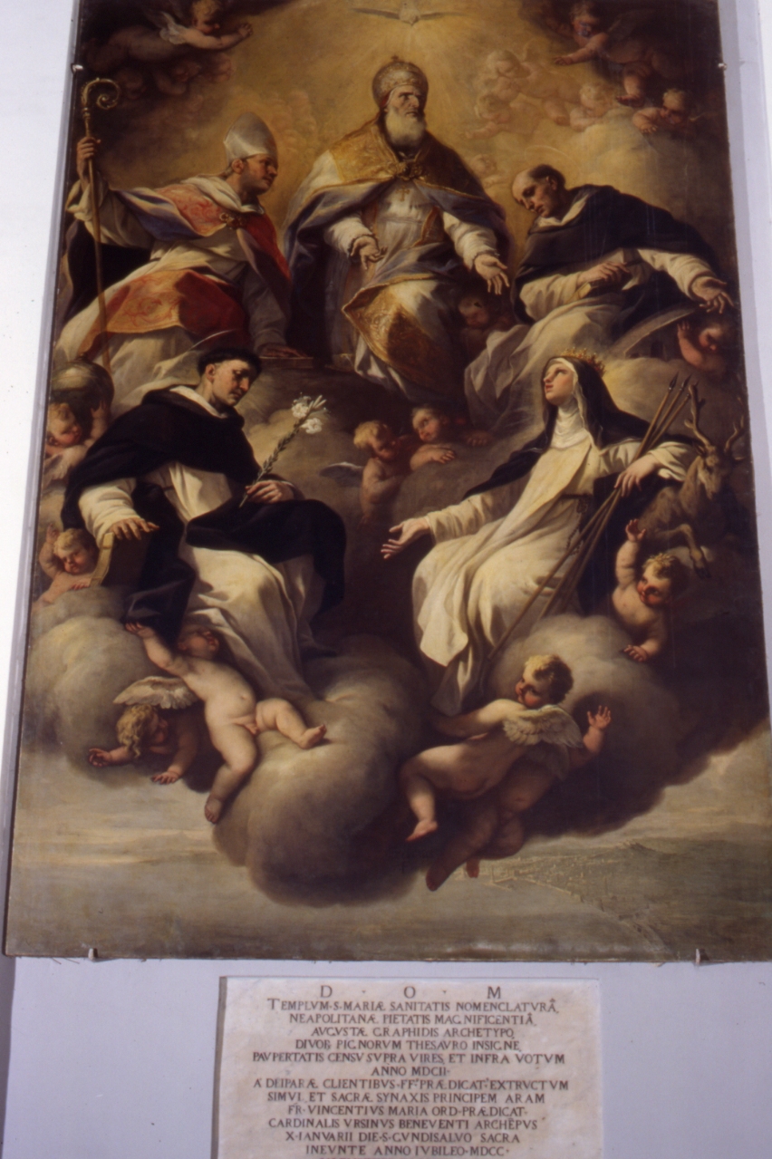 San Pio V papa, Sant'Alberto Magno e i beati Sedonio Consalvo d'Amaranta e Margherita di Savoia (dipinto) di Giordano Luca (sec. XVII)