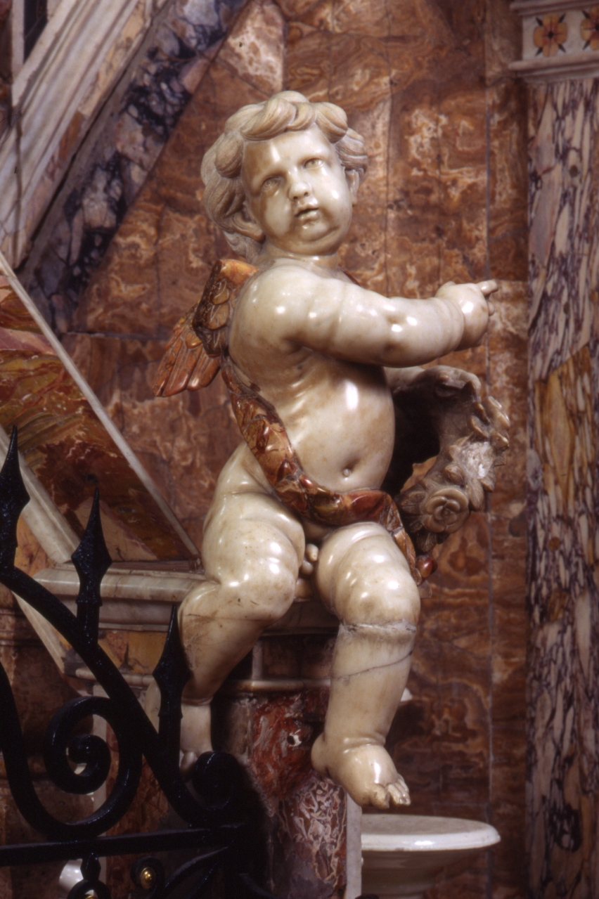angelo con simbolo mariano (scultura) di Valentini Pietro Antonio (bottega) (ultimo quarto sec. XVII)