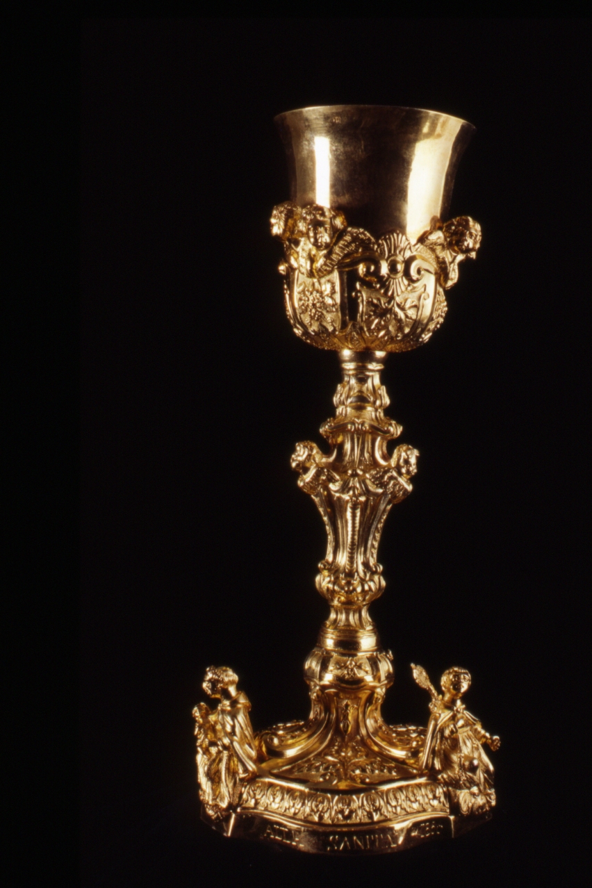 San Pasquale Baylon con San Vincenzo Ferrer e Sant'Antonio (calice) - bottega napoletana (terzo quarto sec. XIX)