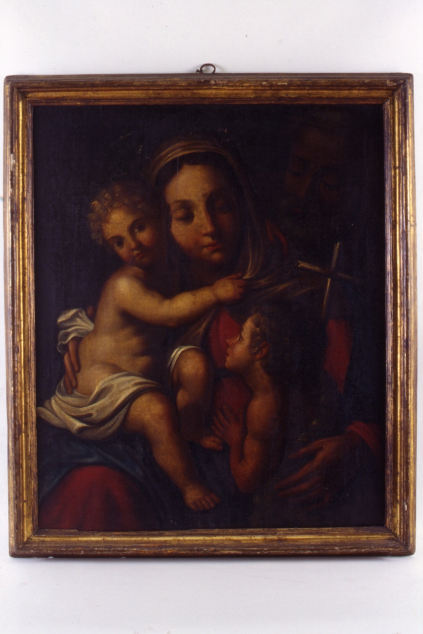 Sacra Famiglia con San Giovanni Battista bambino (dipinto) - ambito napoletano (metà sec. XIX)