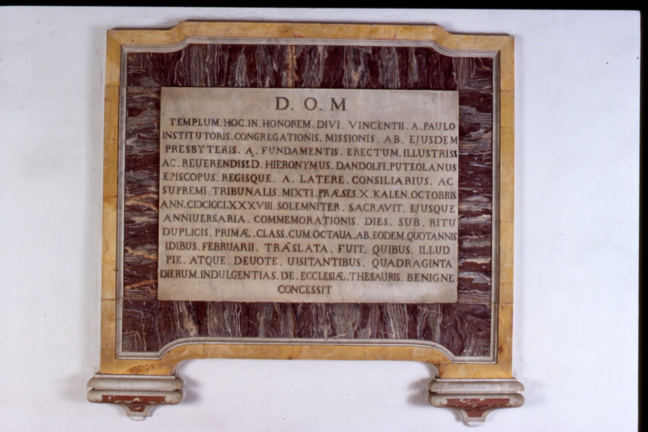 lapide commemorativa - bottega napoletana (sec. XIX)