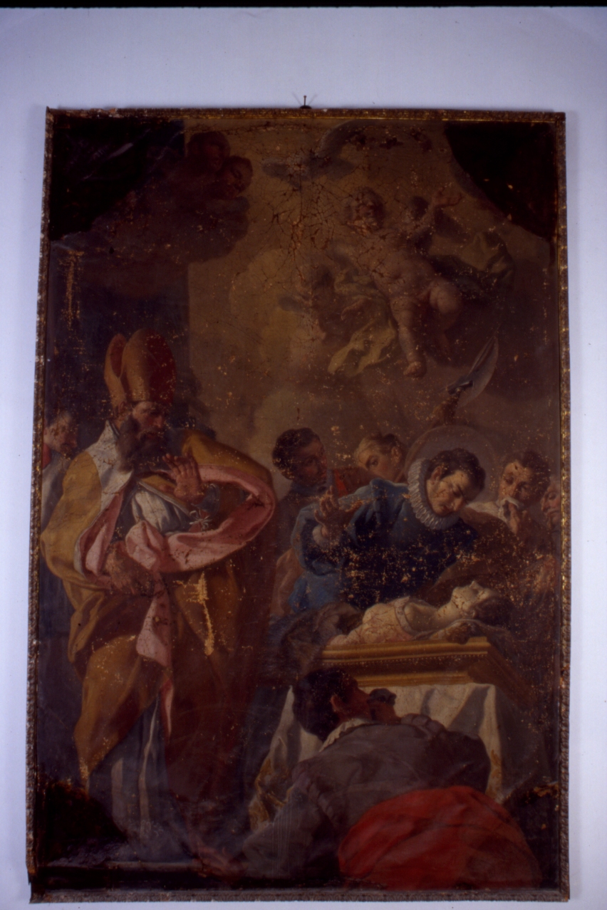 San Francesco Borgia al sepolcro di Isabella di Castiglia (dipinto, ciclo) di De Mura Francesco (terzo quarto sec. XVIII)
