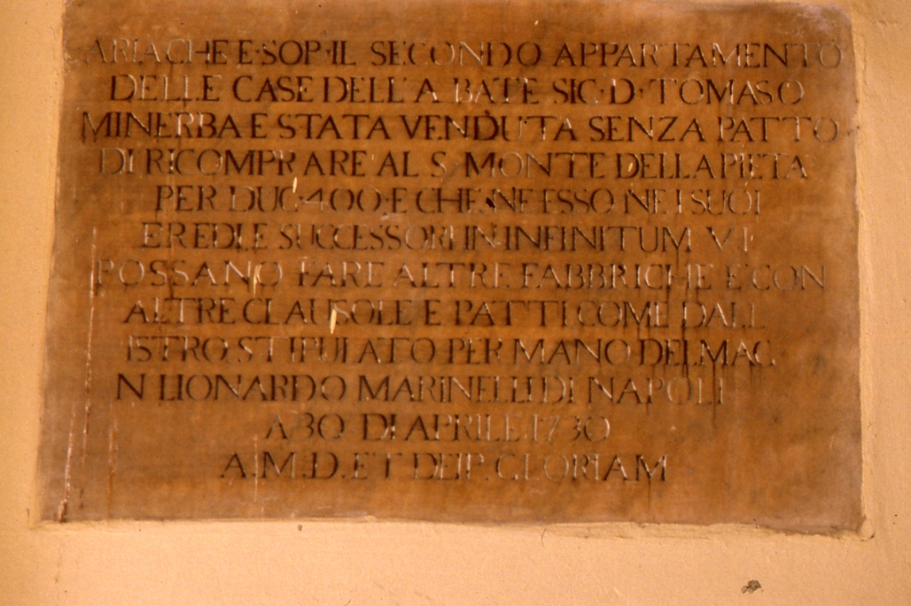 lapide documentaria - bottega napoletana (sec. XVIII)