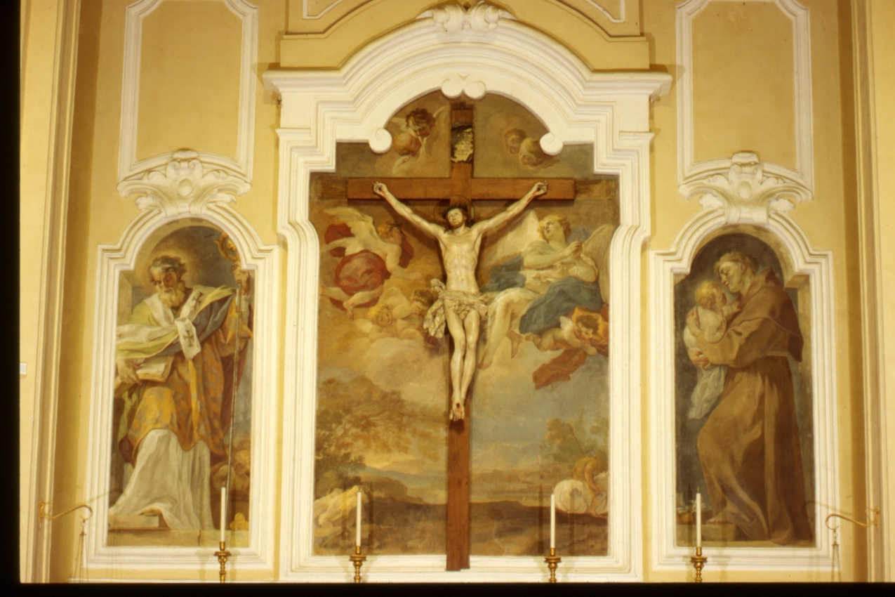 crocifissione di Cristo (mostra d'altare, insieme) di Fumo Nicola, Solimena Francesco detto Abate Ciccio (sec. XVII)