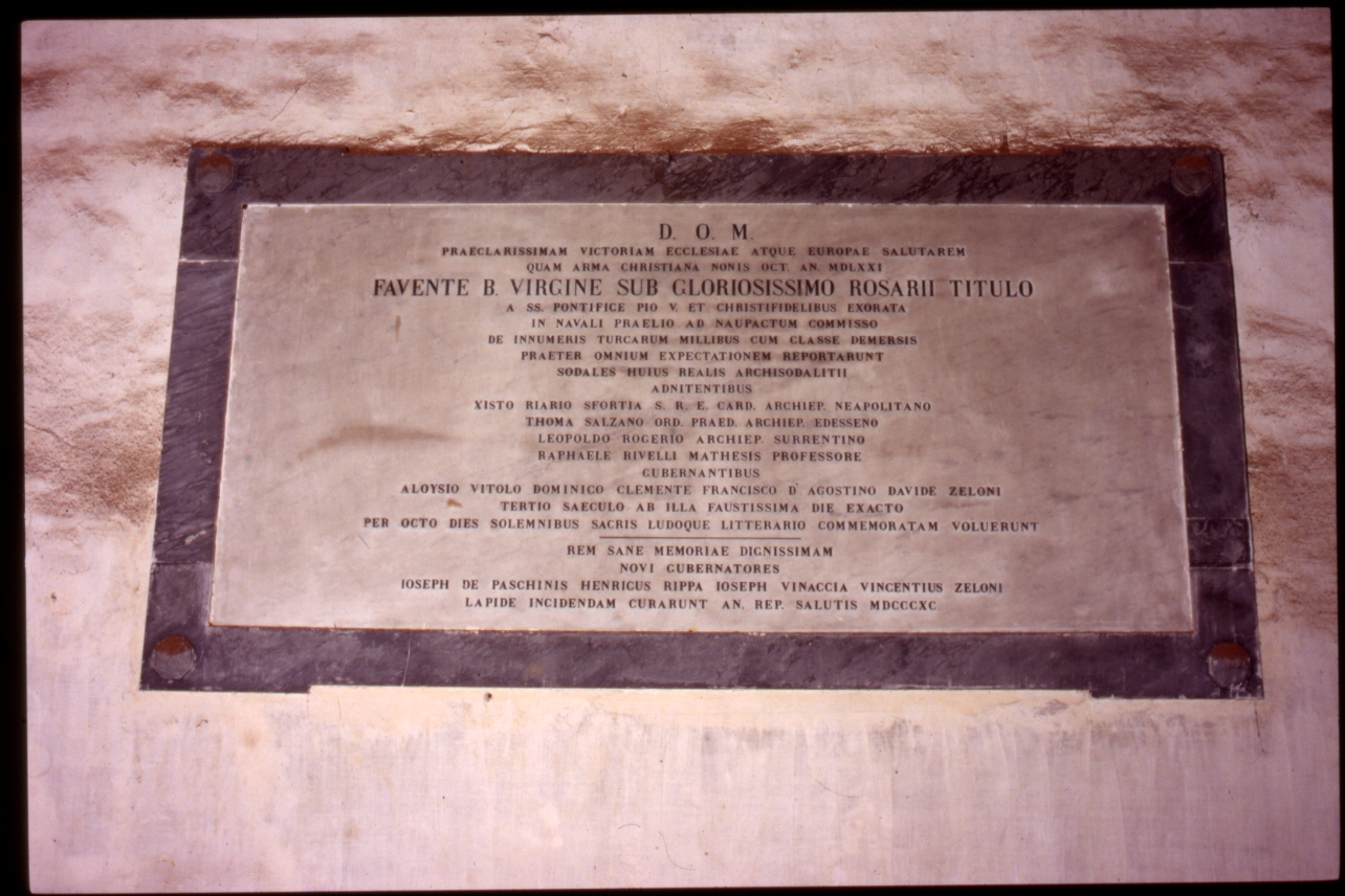 lapide celebrativa - bottega napoletana (sec. XIX)