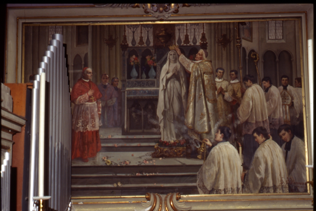 Il Papa incorona la statua dell'Immacolata Concezione (dipinto, elemento d'insieme) di Hay Bernardo, Altamura Francesco Saverio Raffaele (sec. XIX)