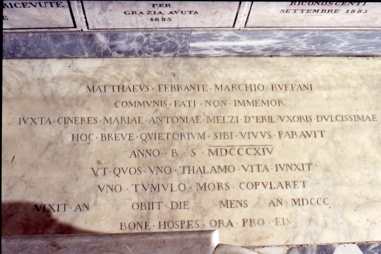 lapide tombale - bottega napoletana (sec. XIX)